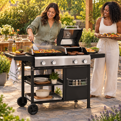 Outdoor BBQ Grill - Griddle Combination - 56"