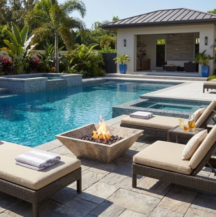 Travertine Square Natural Stone Fire Pit – 24" x 24"