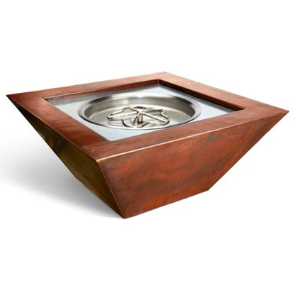 HPC Sierra Smooth Copper Fire Bowl – 36″ — exact action photo