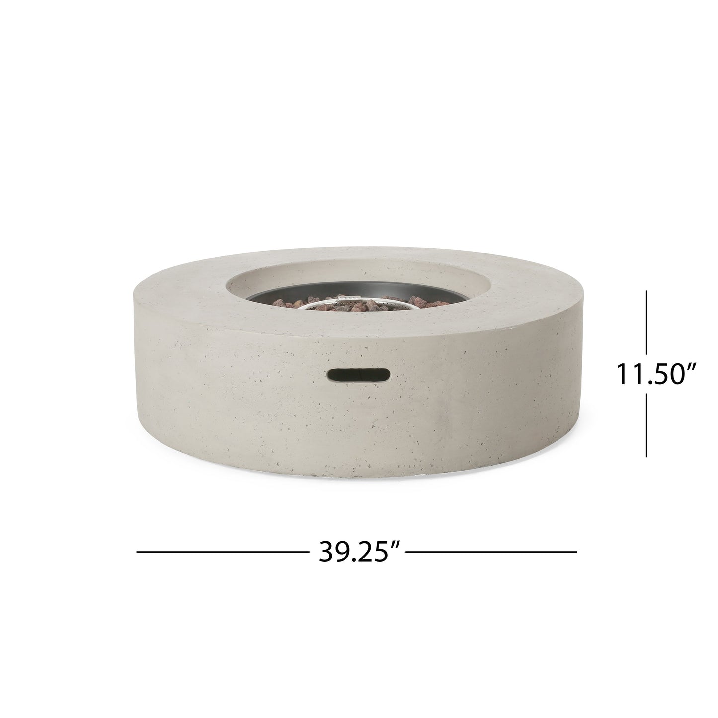 Modern Outdoor 50000 BTU Round MgO Concrete Propane Fire Pit, Light Grey