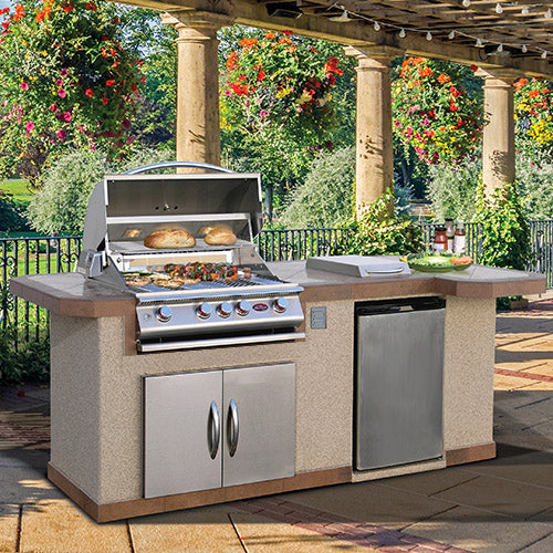 Cal Flame Avalon Q BBQ Island – G4 Grill 95.5" — Optional configuration pictured