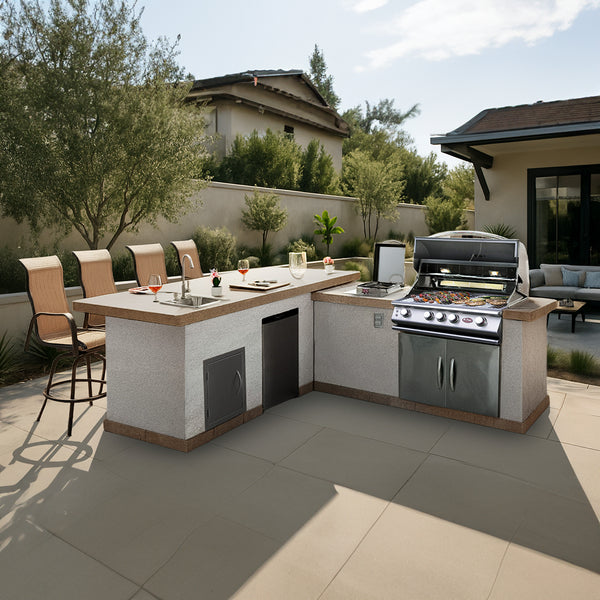 Cal Flame Carmel Q BBQ Island – P4 Grill 111.5" — Optional configuration pictured