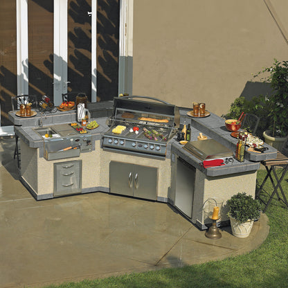 Cal Flame Laguna Q BBQ Island – P4 Grill 190" — Optional configuration pictured