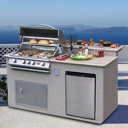 Cal Flame Tropical Q BBQ Island – G4 Grill 73.75" — Optional configuration pictured