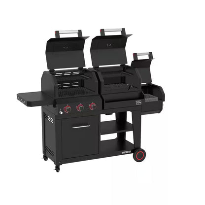 Oakford 1150 Pro Grill Smoker Combo, 3 Burner Gas + Offset Charcoal Smoker
