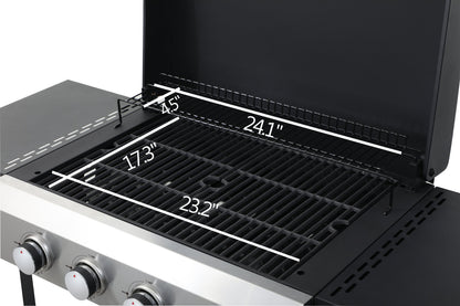 4-Burner Propane Gas BBQ Grill with Stainless Steel Plancha