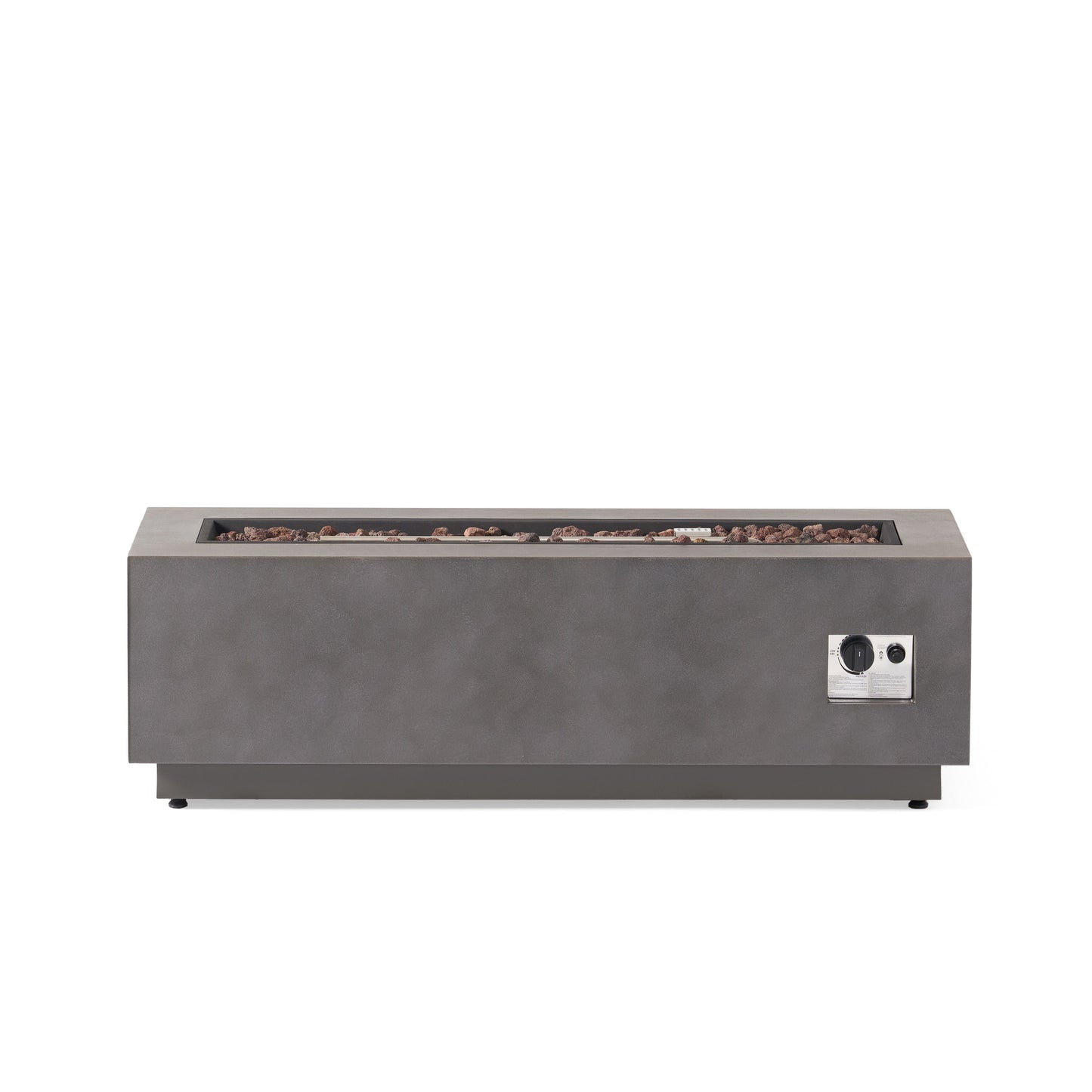 RECTANGULAR IRON FIRE PIT 50,000 BTU WITH TANK HOLDER, Stone Gray