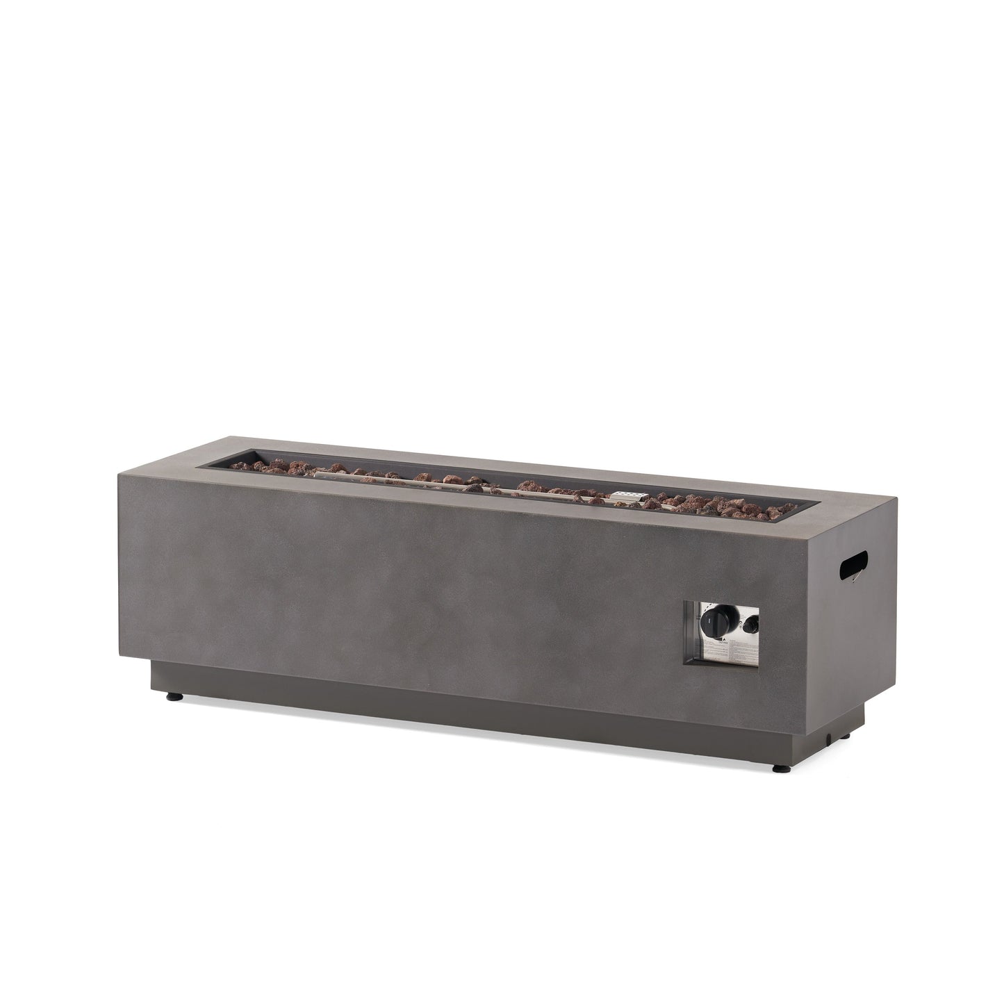 RECTANGULAR IRON FIRE PIT 50,000 BTU WITH TANK HOLDER, Stone Gray