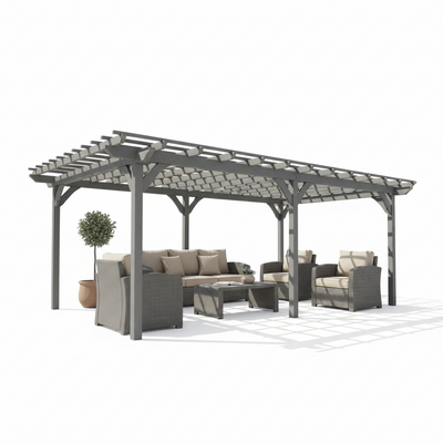 12x20 ft Wooden Pergola – Large Fir Wood Pergola Gazebo for Backyard, Garden & Deck, Gray Heavy-Duty Grape Tre