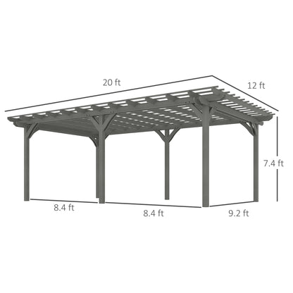 12x20 ft Wooden Pergola – Large Fir Wood Pergola Gazebo for Backyard, Garden & Deck, Gray Heavy-Duty Grape Tre