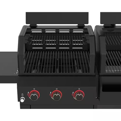 Oakford 1150 Pro Grill Smoker Combo, 3 Burner Gas + Offset Charcoal Smoker