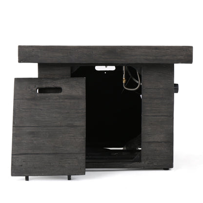 ANCHORAGE 32'' Wood Square MGO Fire Pit Grey - 40,000 BTU