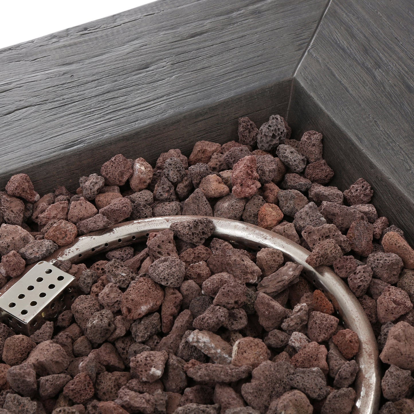 ANCHORAGE 32'' Wood Square MGO Fire Pit Grey - 40,000 BTU