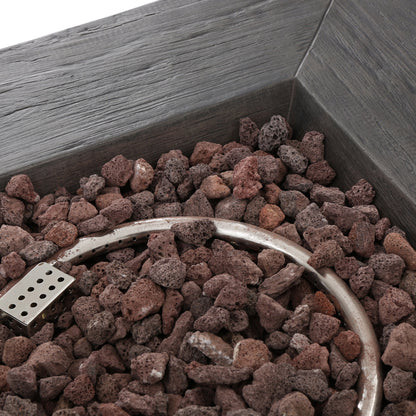 ANCHORAGE 32'' Wood Square MGO Fire Pit Grey - 40,000 BTU