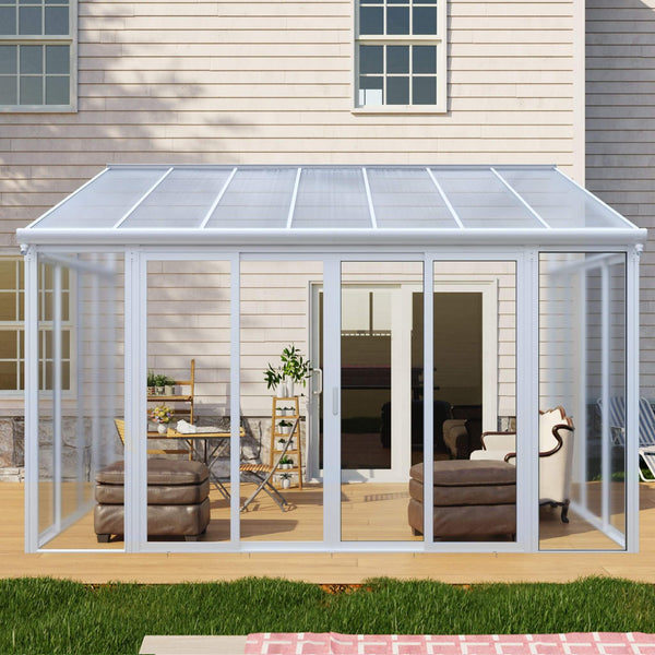 [10X14FT] Alora Lumina Heavy-Duty All-Season Aluminum Alloy Patio Sunroom With 3 Lockable Sliding Doors (SAK62713)