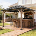Alora Fir Wood Gazebo with Galvanized Steel Roof - 8' x 10'