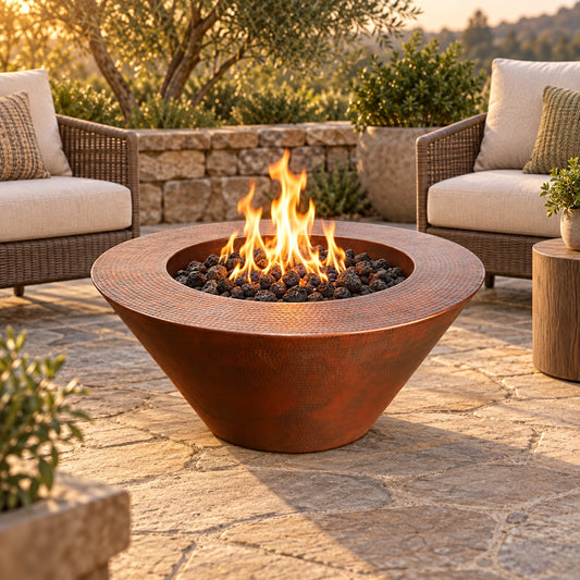 HPC Mesa Hammered Copper Fire Bowl – 32″