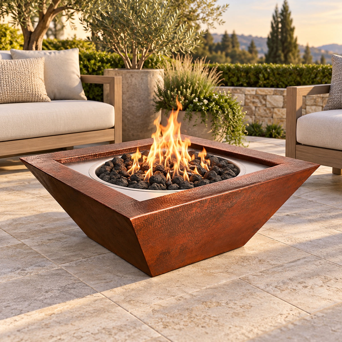 HPC Sedona Hammered Copper Fire Bowl – 40″