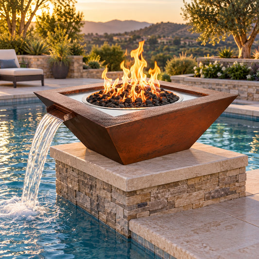 HPC Sedona Hammered Copper Fire & Water Bowl – 40″