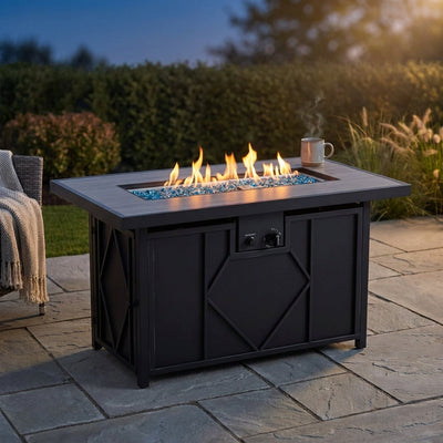 42 In. 60,000BTU Fire Pit Propane Gas Fire Pit Table Rectangular Tabletop