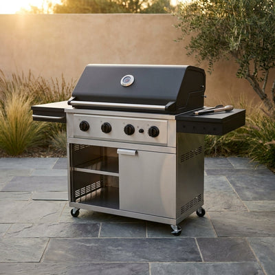 Outdoor Kitchen Built-In 4-Burner Stainless Steel Grill Cart with Propane Gas Performance Grill, 40 In.